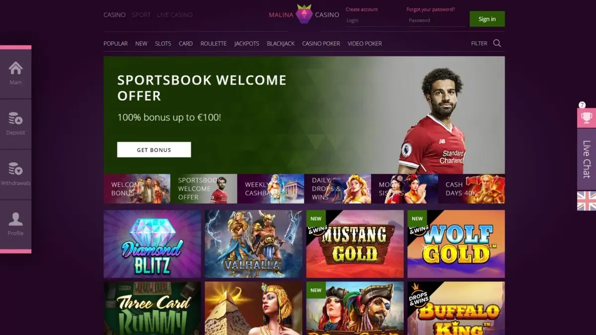 Malina Casino screenshot